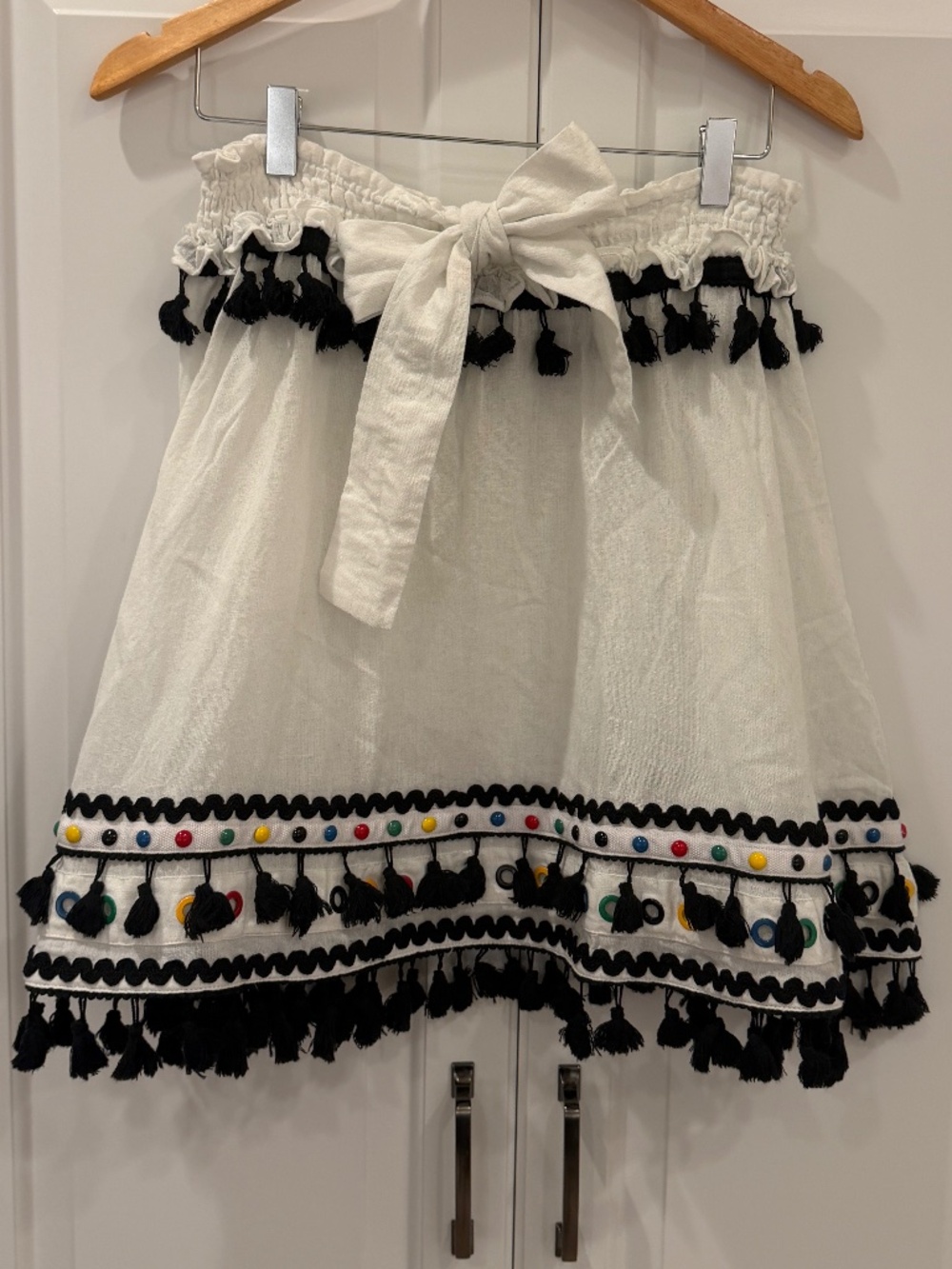 Dodo Bar Or White Tassel Fringe Skirt - Size M